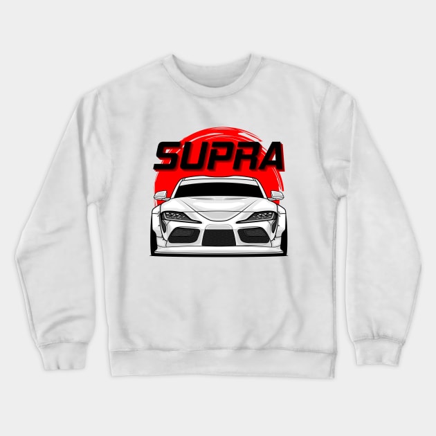 White Supra MK V Crewneck Sweatshirt by GoldenTuners